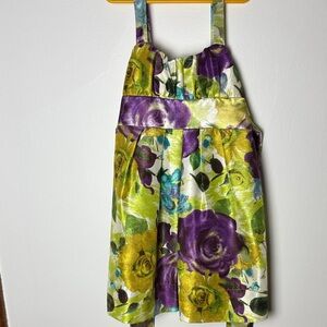 Floral Satin Sundress in Purple, Yellow & Green